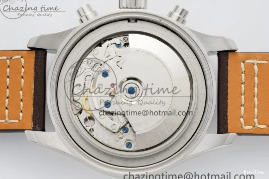 MIROTIME 0524 Pilot Chrono SS AZF 1:1 Best Edition Blue Dial on Brown Leather Strap A TimelessDesign 7060